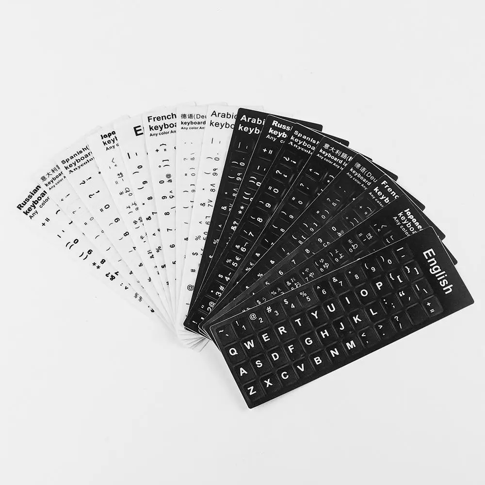 Wear-resistant Keyboard Stickers Spanish/English/Russian/Deutsch/Arabic/Italian/Japanese Letter Replacement For Laptop PC