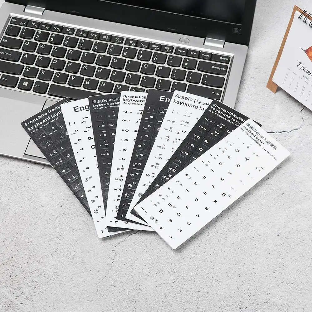 Wear-resistant Keyboard Stickers Spanish/English/Russian/Deutsch/Arabic/Italian/Japanese Letter Replacement For Laptop PC