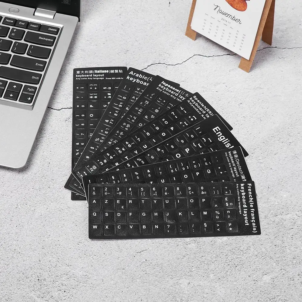 Wear-resistant Keyboard Stickers Spanish/English/Russian/Deutsch/Arabic/Italian/Japanese Letter Replacement For Laptop PC