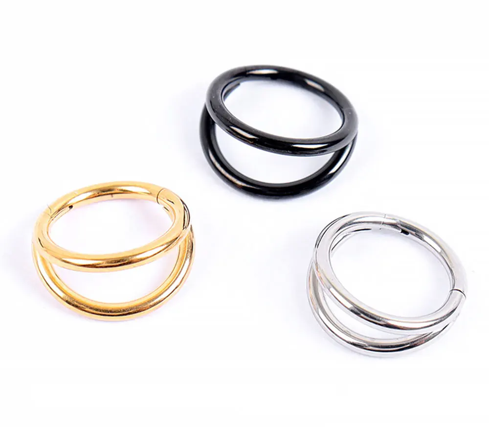 Double Septum Rings Nose Rings Hoops Cartilage Hoop Earring Piercing Nose Open Stacked Hoop Nose Rings 16G 18G 20G 6/8/10mm