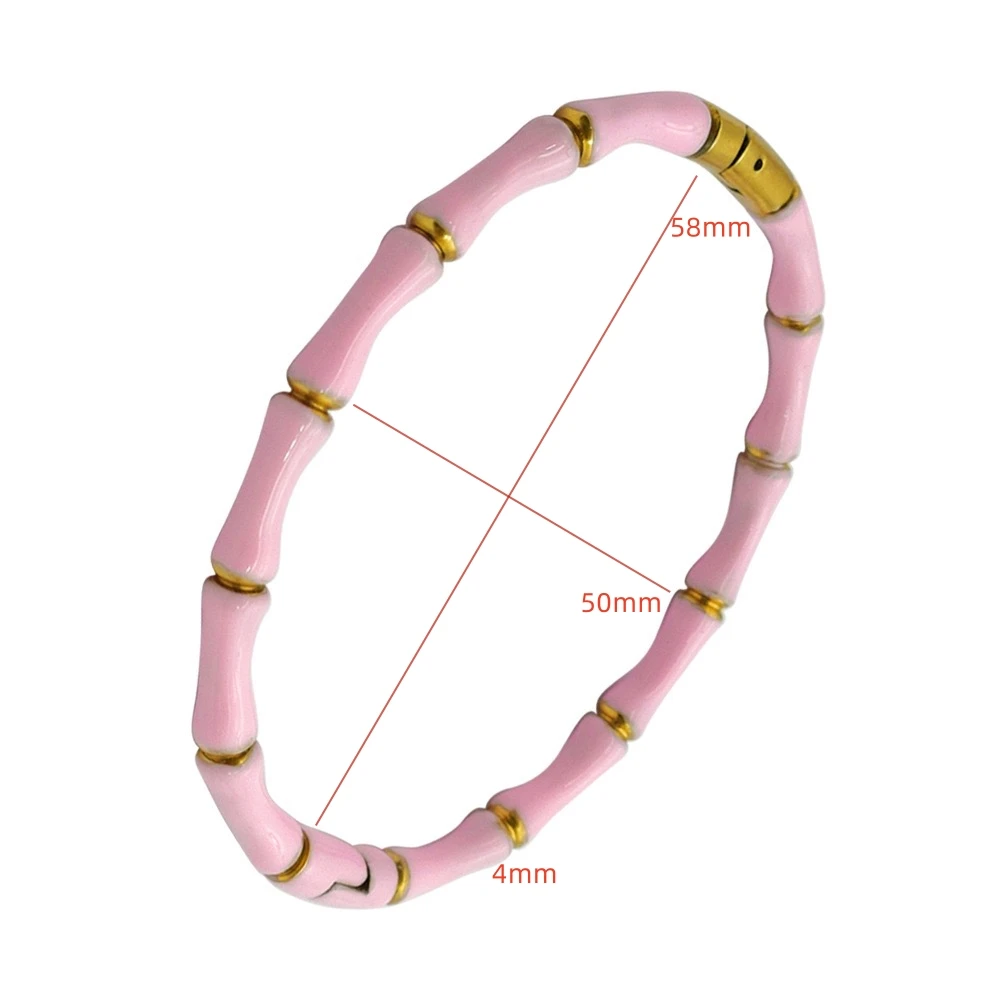 ZALMAN Brand Colorful Enamel Resin Bamboo Bangle Bracelet for Women Gold Color Stainless Steel Bangle Trendy Love Jewelry