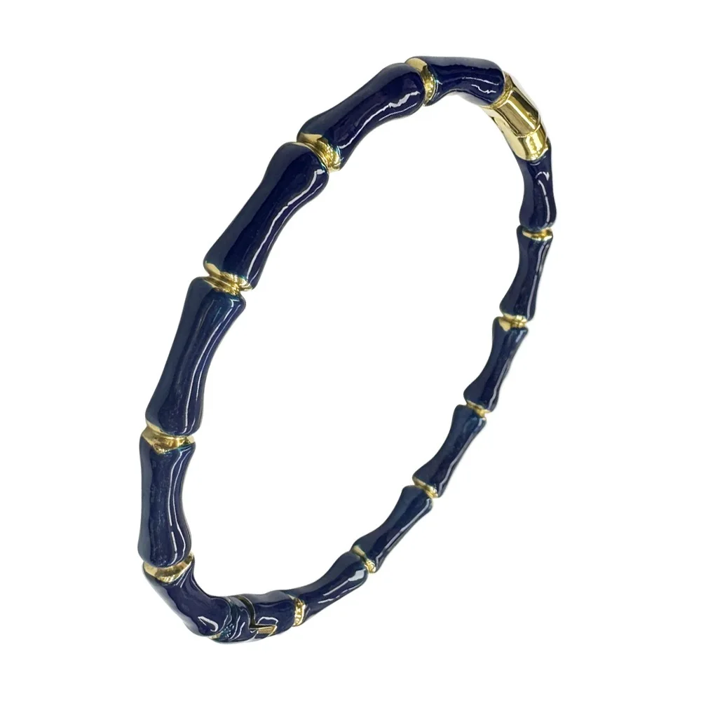 ZALMAN Brand Colorful Enamel Resin Bamboo Bangle Bracelet for Women Gold Color Stainless Steel Bangle Trendy Love Jewelry