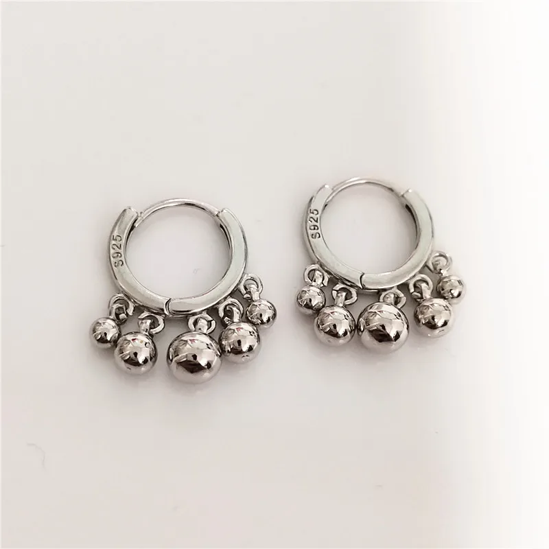 Fashion Silver Gold Plated Tassel Round Ball Hoop Earrings for Women Girls Punk Ear Party Jewelry Gift e2456