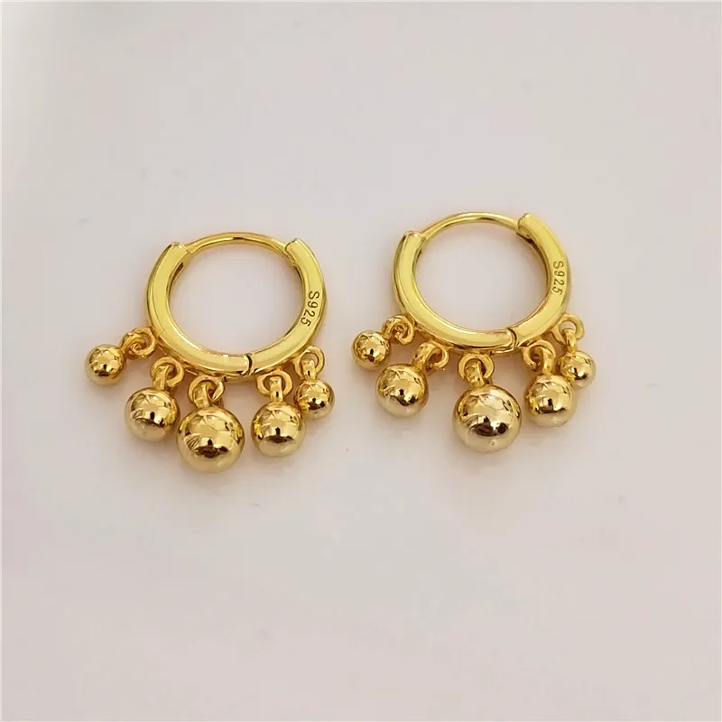 Fashion Silver Gold Plated Tassel Round Ball Hoop Earrings for Women Girls Punk Ear Party Jewelry Gift e2456