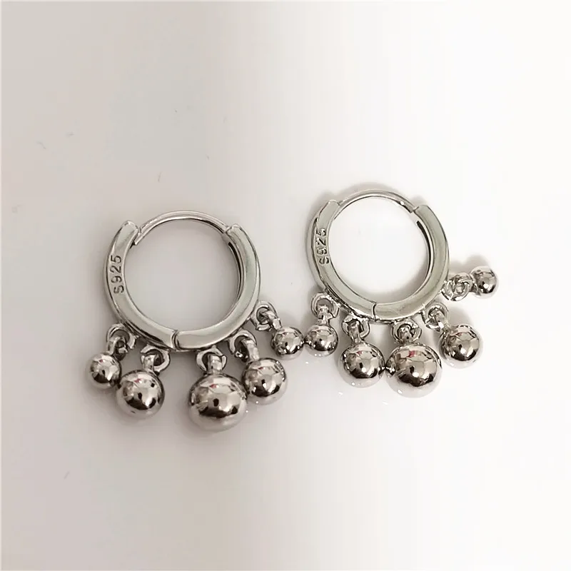 Fashion Silver Gold Plated Tassel Round Ball Hoop Earrings for Women Girls Punk Ear Party Jewelry Gift e2456