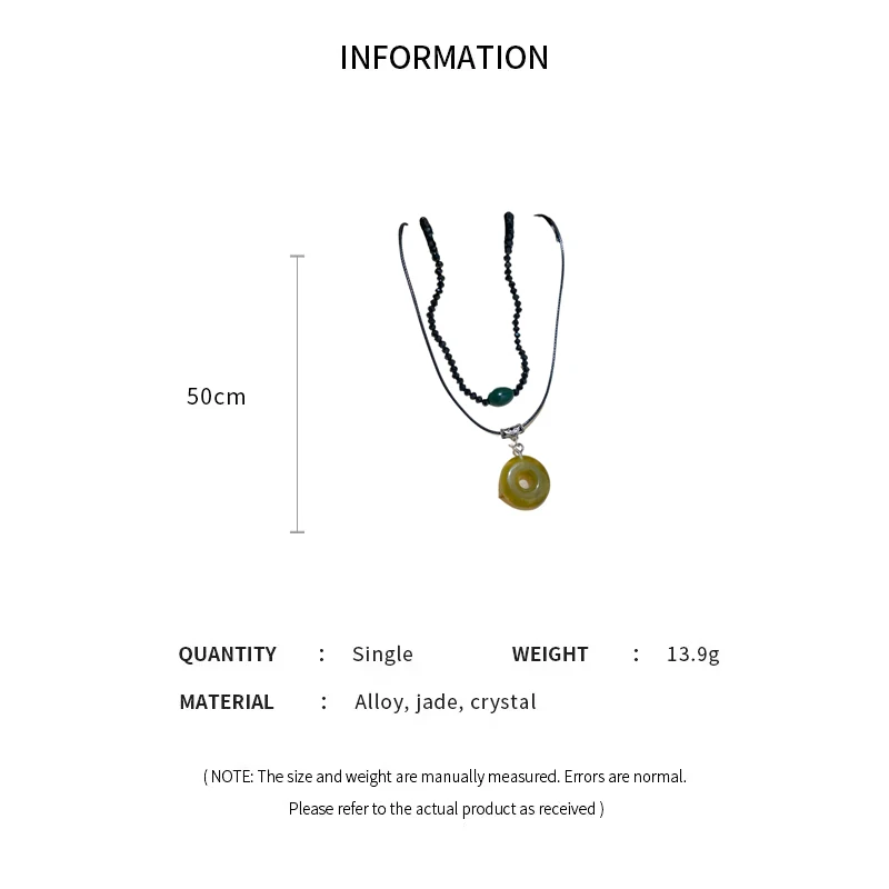 2 Pcs Vintage Peace Buckle Pendant Necklaces Natural Stone Beads Chains Choker Necklace Set Women Men Chinese Style Jewelry K-