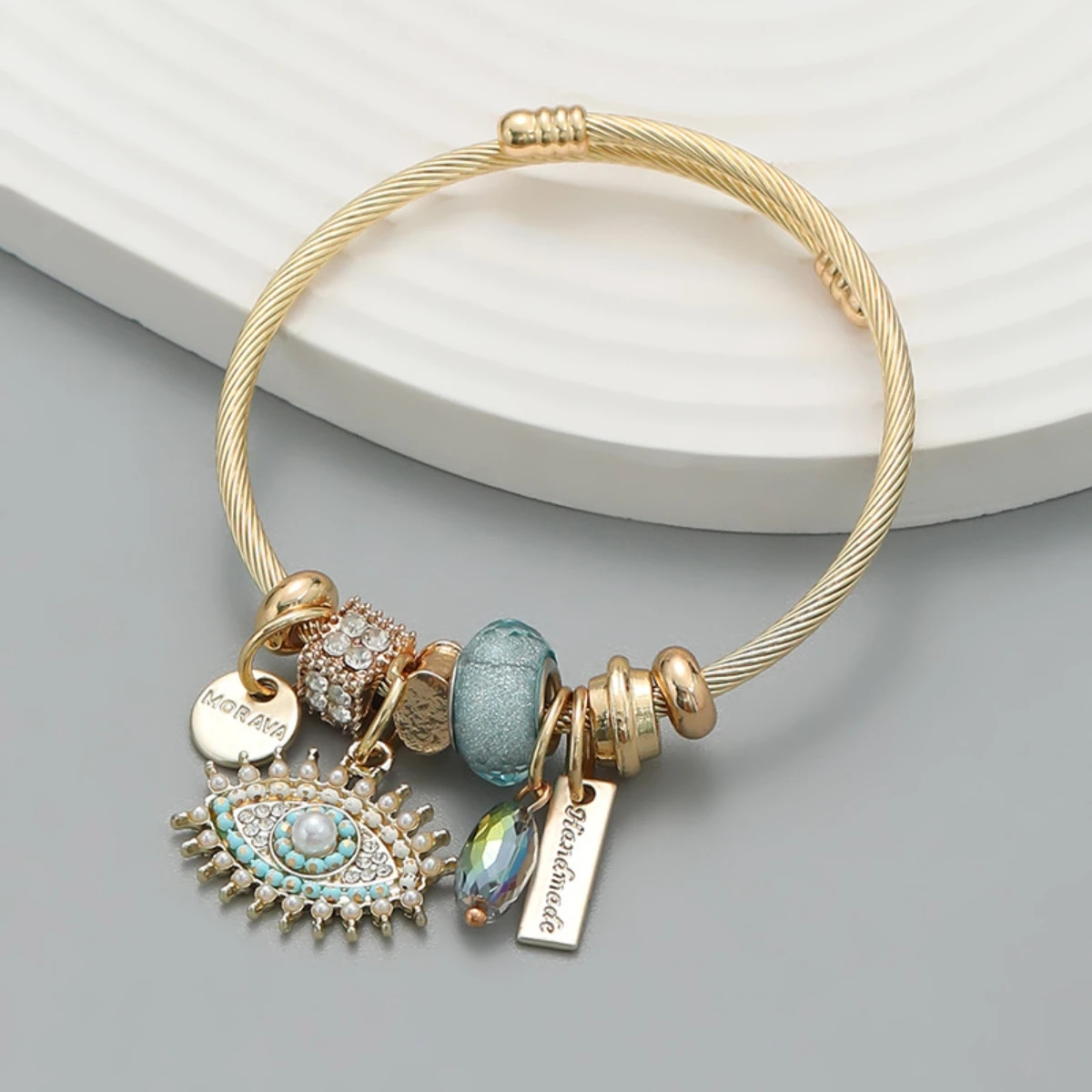 Fashion Multi Element Stainless Steel Circle Panjiadora Beaded Love Bracelet Suitable for Women's Dating, Daily Holiday Gifts