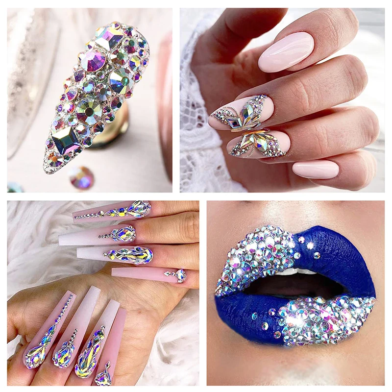 Wholesale 14400PCS/Bag Crystal AB Glitter Non Hotfix Rhinestones Nails Charms Diamond Accessories for Nail Art Decoration