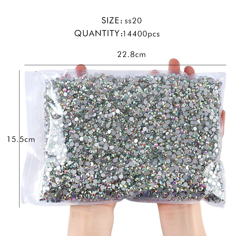 Wholesale 14400PCS/Bag Crystal AB Glitter Non Hotfix Rhinestones Nails Charms Diamond Accessories for Nail Art Decoration