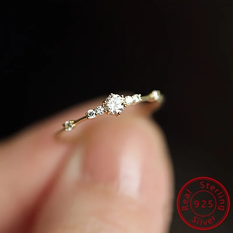 Ring 14k Plated Paved Shining Zirconia Or Silvery Make Your Call Match Daily Outfits Party Or