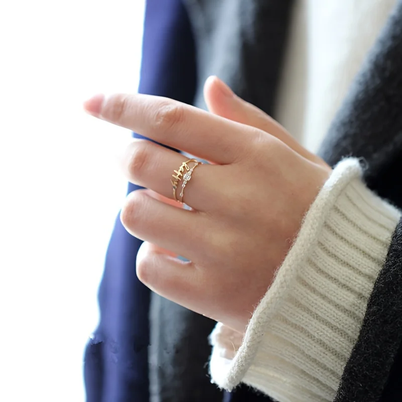 Ring 14k Plated Paved Shining Zirconia Or Silvery Make Your Call Match Daily Outfits Party Or