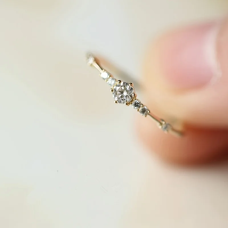 Ring 14k Plated Paved Shining Zirconia Or Silvery Make Your Call Match Daily Outfits Party Or