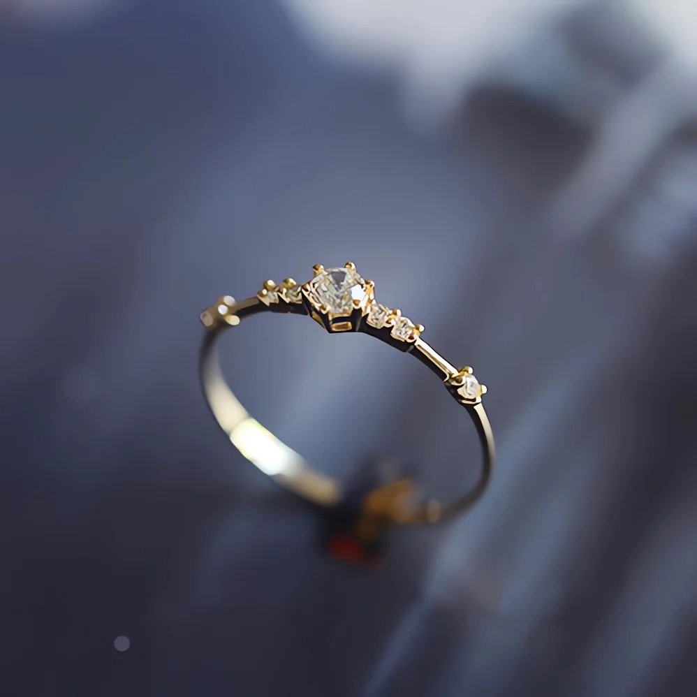 Ring 14k Plated Paved Shining Zirconia Or Silvery Make Your Call Match Daily Outfits Party Or