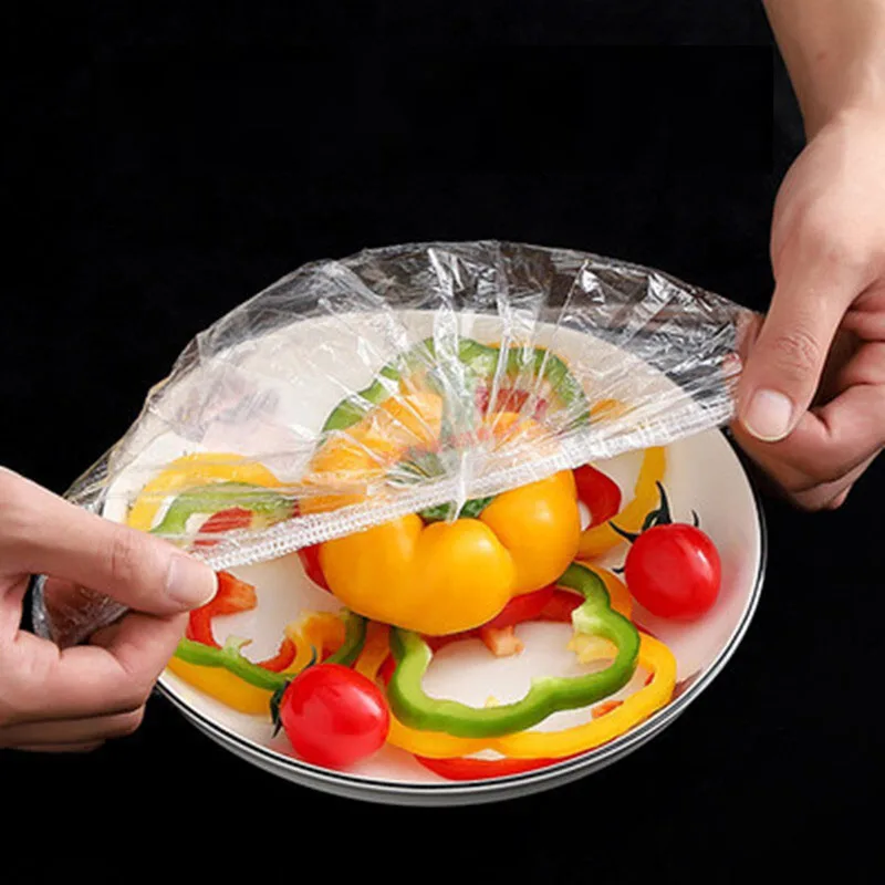 100/50/20pcs Disposable Food Cover Food Grade Fruit Vegetable Storage Bag Elastic Plastic Bag Bowl Cup Kitchen Fresh Keeping Bag