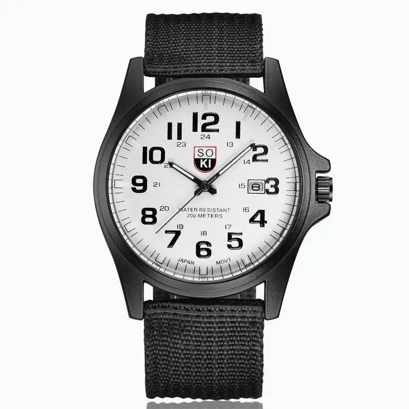 Fashion Simple Calendar Quartz Men Sports Watch Army Watch