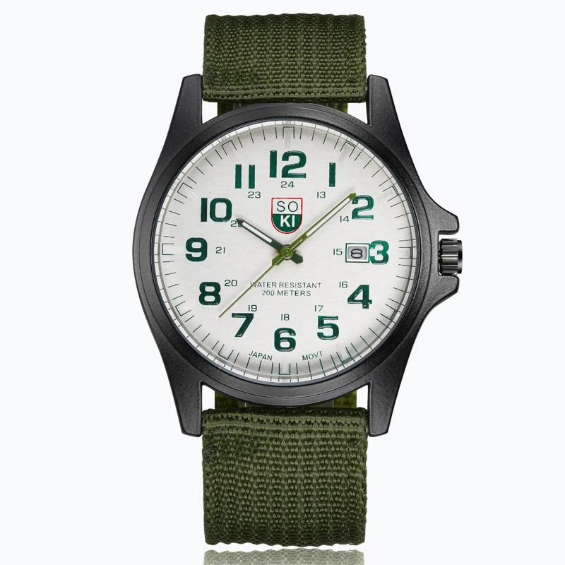 Fashion Simple Calendar Quartz Men Sports Watch Army Watch