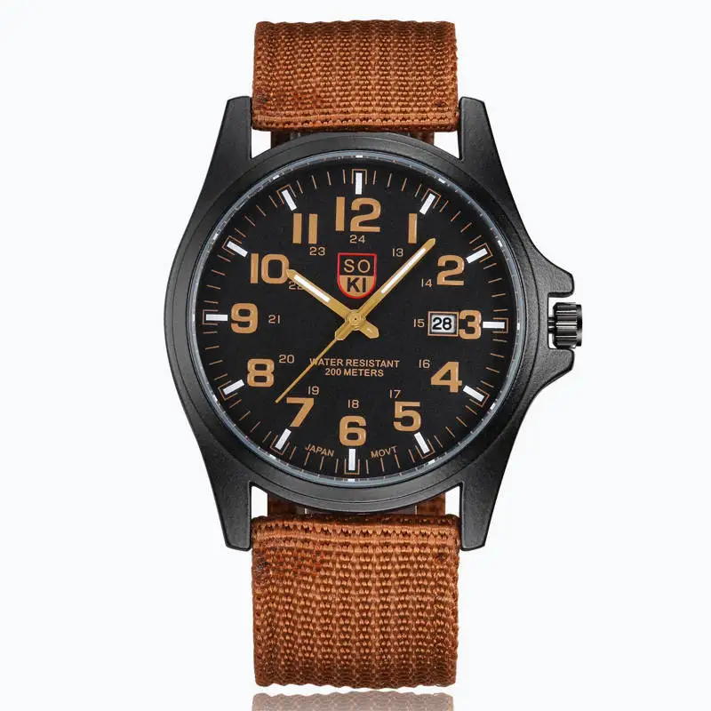 Fashion Simple Calendar Quartz Men Sports Watch Army Watch