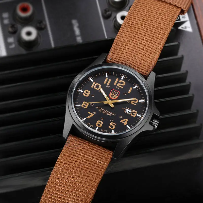 Fashion Simple Calendar Quartz Men Sports Watch Army Watch