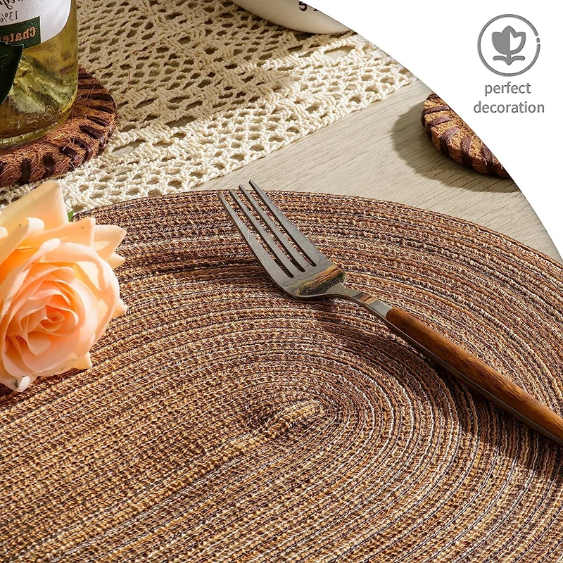 1/4/6/10PCS Oval Table Mats Braided Placemats for Dining Tables Natural Woven Oversized Place Mats Set 테이블매트 салфетки на стол