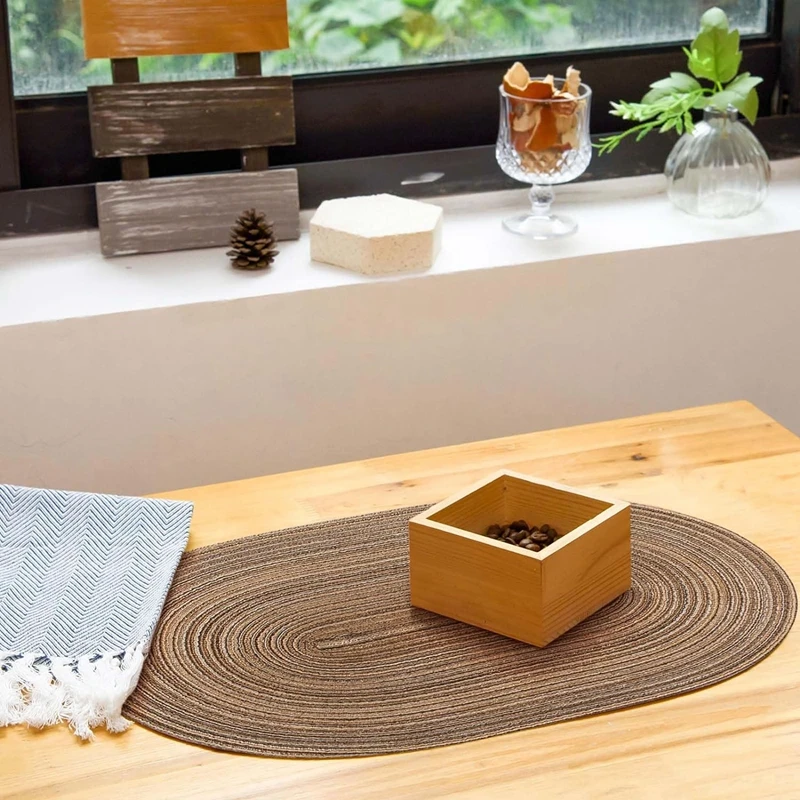 1/4/6/10PCS Oval Table Mats Braided Placemats for Dining Tables Natural Woven Oversized Place Mats Set 테이블매트 салфетки на стол