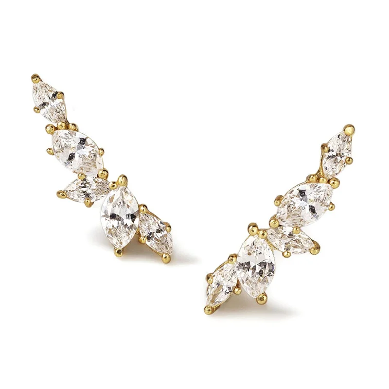 Huitan Chic Climb Ear Stud Earrings for Women Fashion Contracted Piercing Accessories Low-key Earrings Gift Statement Jewelry