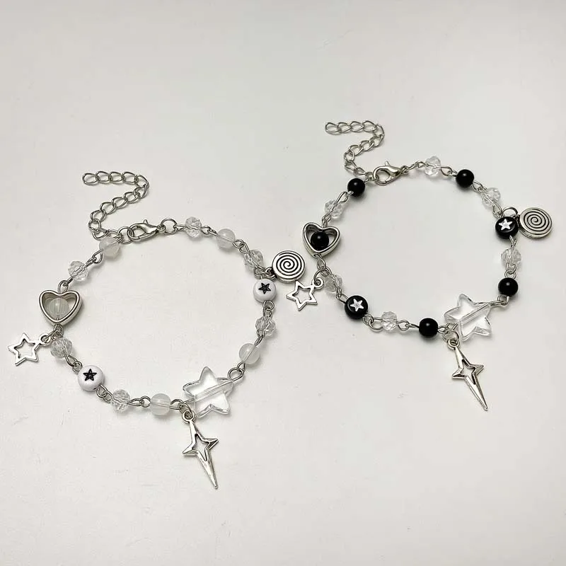 Fashion Couple Beads Bracelets Love Heart Star Handmade Y2K Charm Anime Beaded Kawaii Friendship Couple Bracelet Jewelry