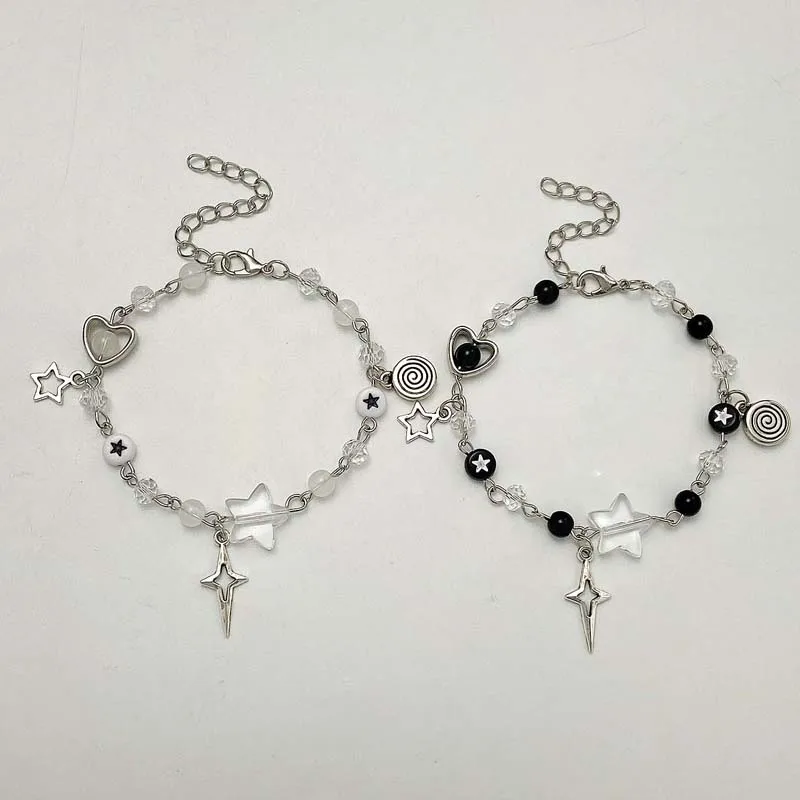 Fashion Couple Beads Bracelets Love Heart Star Handmade Y2K Charm Anime Beaded Kawaii Friendship Couple Bracelet Jewelry