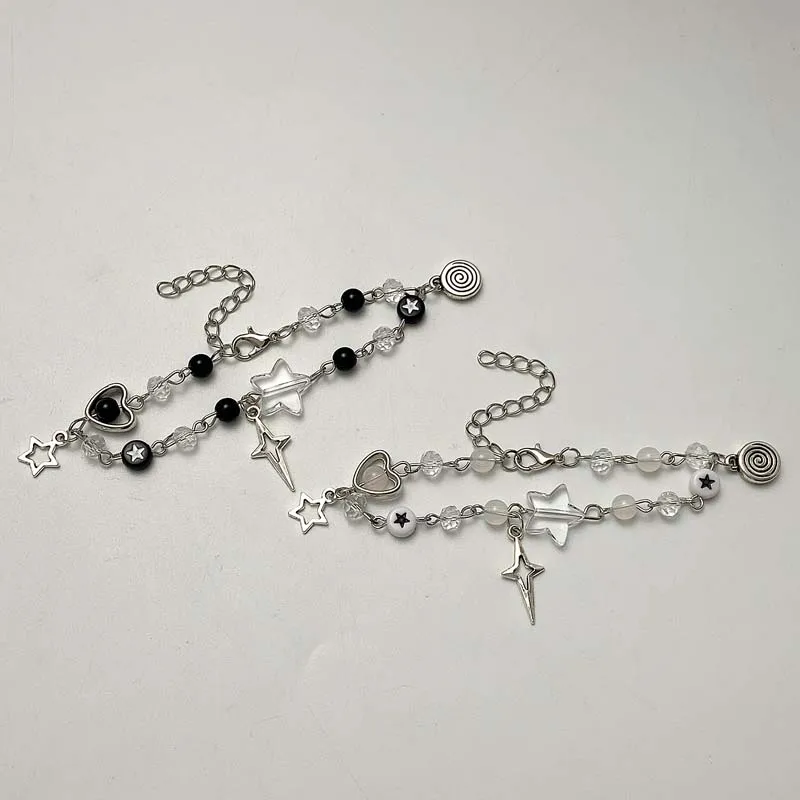 Fashion Couple Beads Bracelets Love Heart Star Handmade Y2K Charm Anime Beaded Kawaii Friendship Couple Bracelet Jewelry