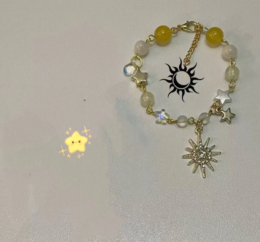 Y2K Sun Moon Couple Bracelets Set 2 Pcs,Matching Beaded Bracelets,Pair y2k Bracelet,Gift for Him He,Love Themed Jewelry