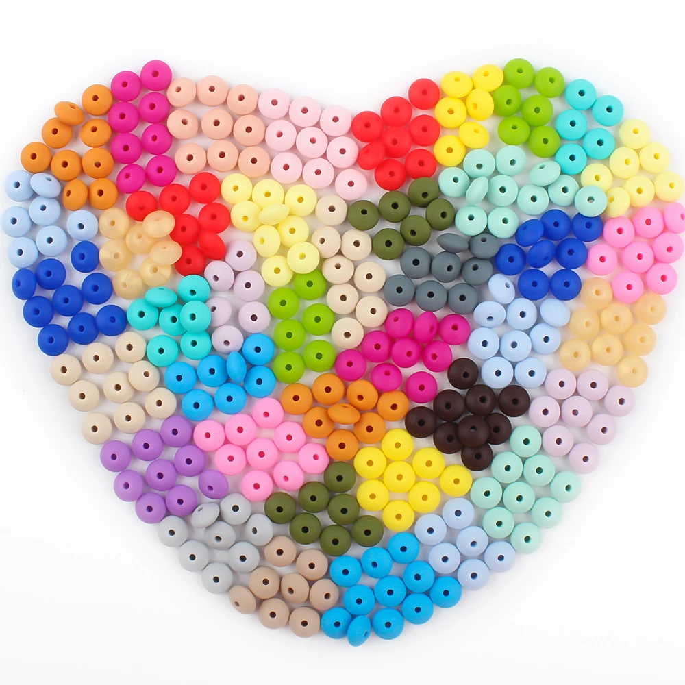 50/100pcs Silicone Lentil Beads 12mm Abacus Loose Focal Beads DIY Necklace Bracelet Keychain Accessories For Jewelry Making