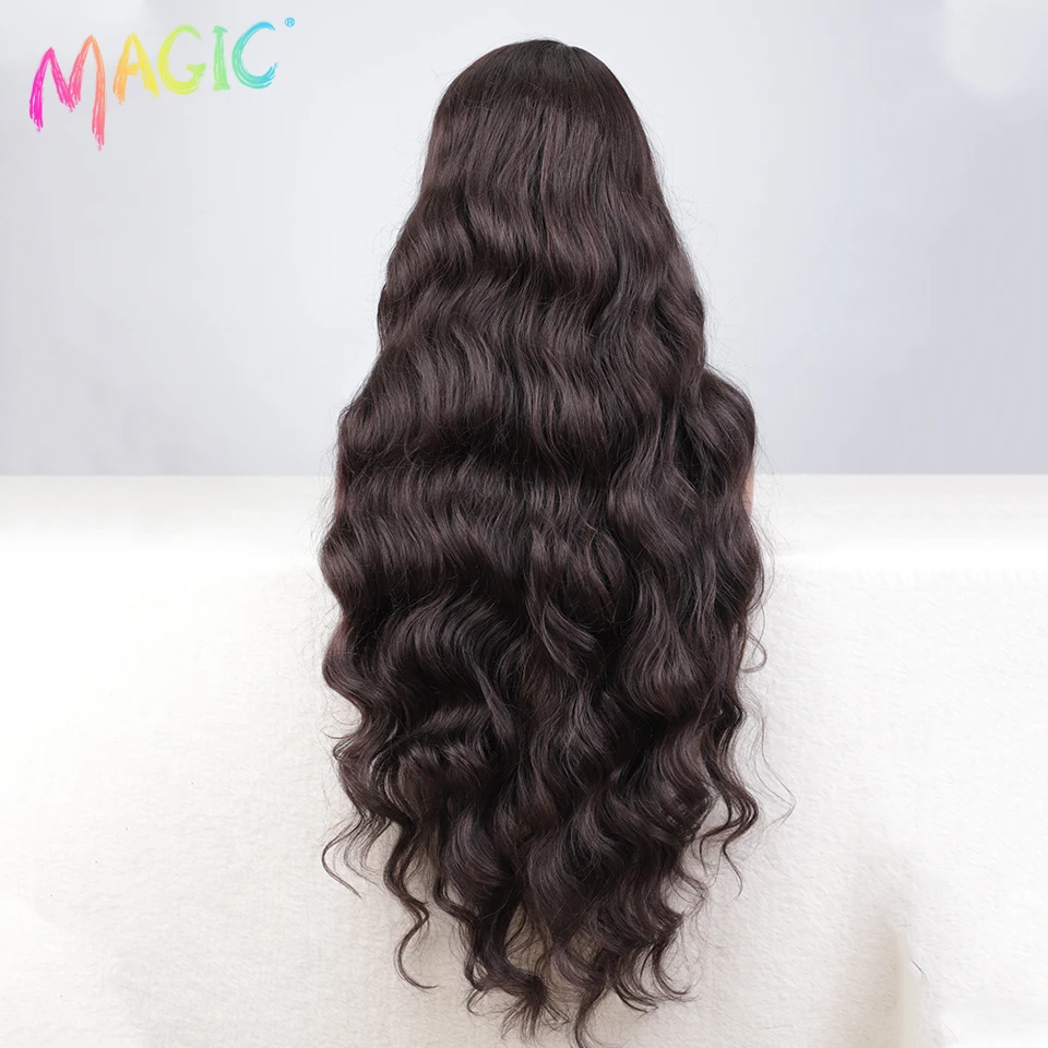 Magic Synthetic Lace Front Wig Long Wavy 36 Inch Cosplay Body Wavy Side Part Lace Wig For Women Lace Front Wig Ombre Blonde Wig