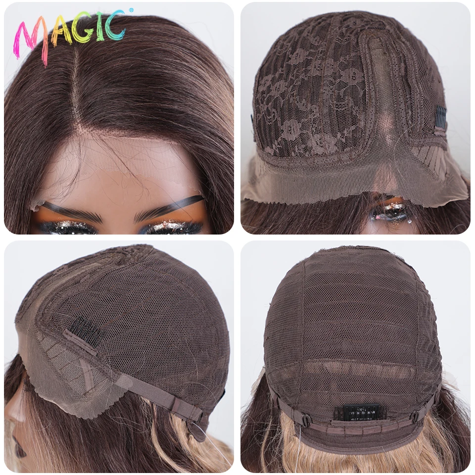 Magic Synthetic Lace Front Wig Long Wavy 36 Inch Cosplay Body Wavy Side Part Lace Wig For Women Lace Front Wig Ombre Blonde Wig