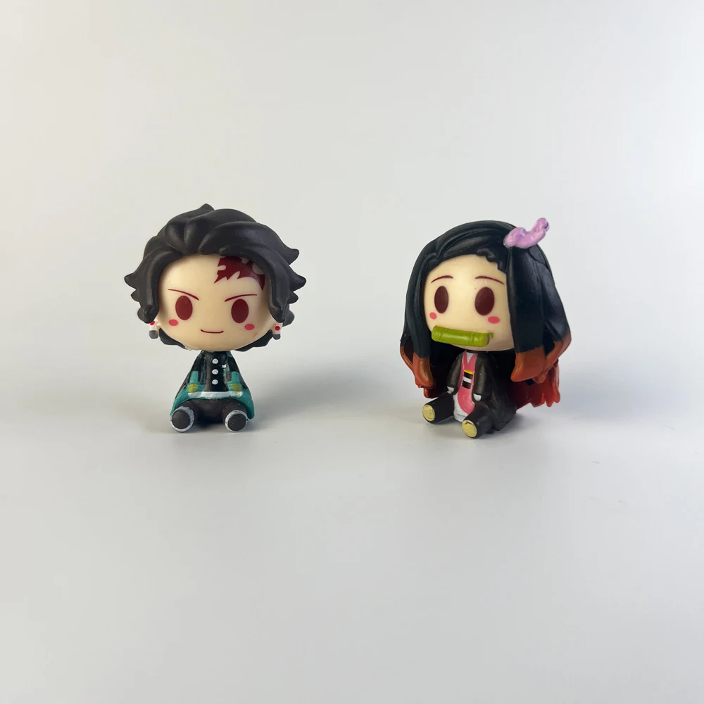 4PCS/Set Anime Demon Slayer Nezuko Tanjirou Zenitsu Inosuke Mini Figurine Kawaii Action Figure PVC Model Collectible Doll Toys