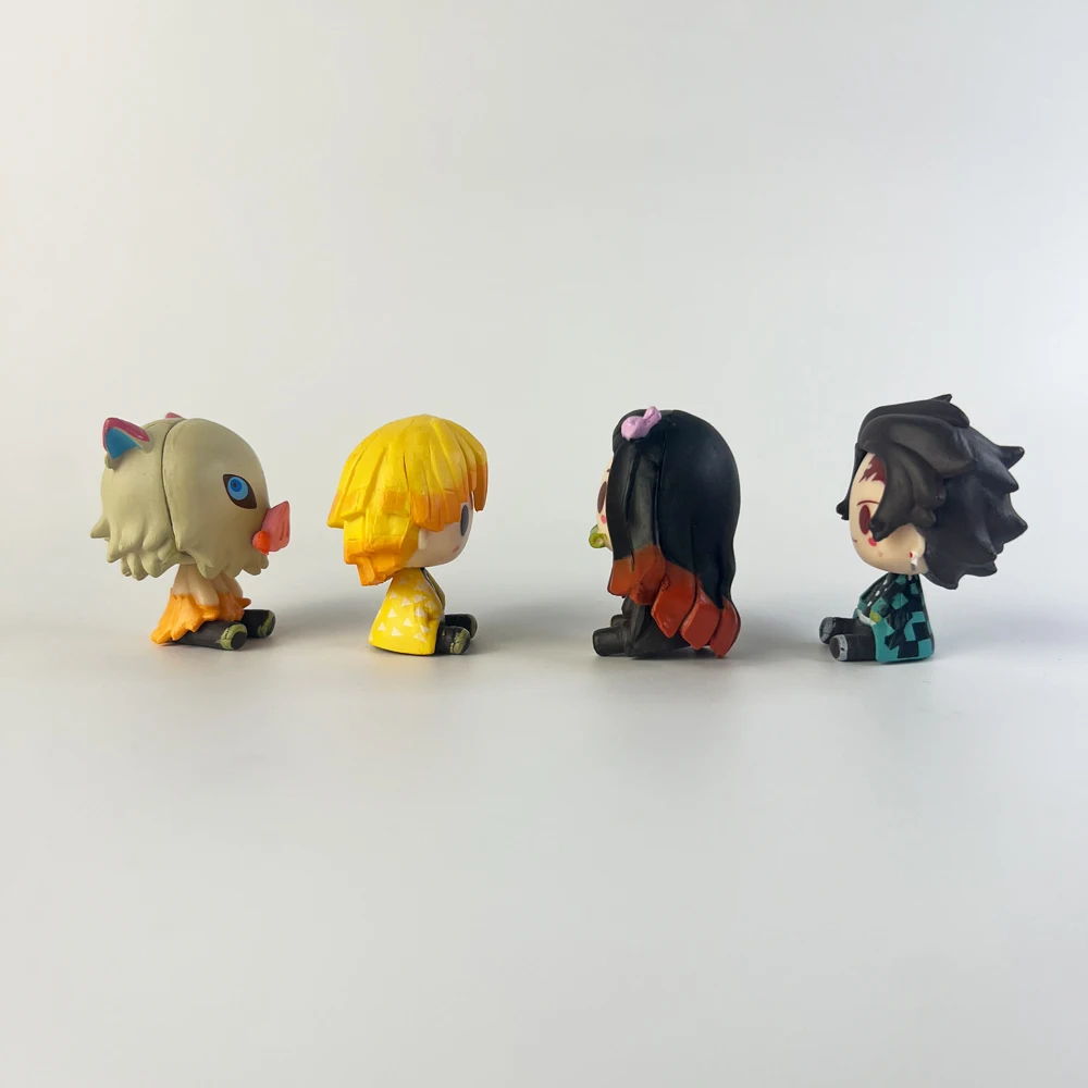 4PCS/Set Anime Demon Slayer Nezuko Tanjirou Zenitsu Inosuke Mini Figurine Kawaii Action Figure PVC Model Collectible Doll Toys