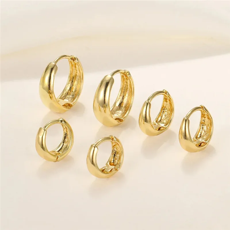 3Pcs/Set Trendy Fashion Classic Style Copper Alloy Gold-Color Smooth Metal O- shaped Circular Earrings For Woman Party Jewelry