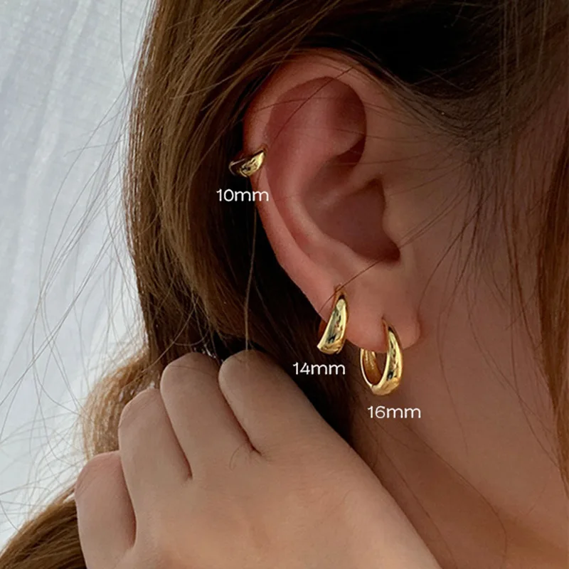 3Pcs/Set Trendy Fashion Classic Style Copper Alloy Gold-Color Smooth Metal O- shaped Circular Earrings For Woman Party Jewelry