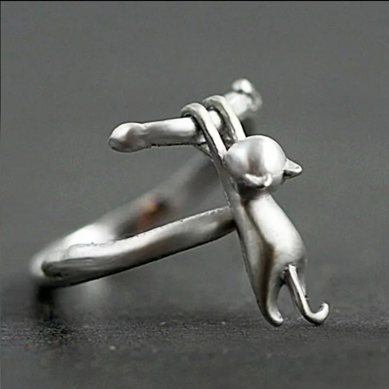 925 Sterling Silver Cat Branch Adjustable Rings For Women Wedding High Quality Jewelry Accessories Jewellery Argent 925