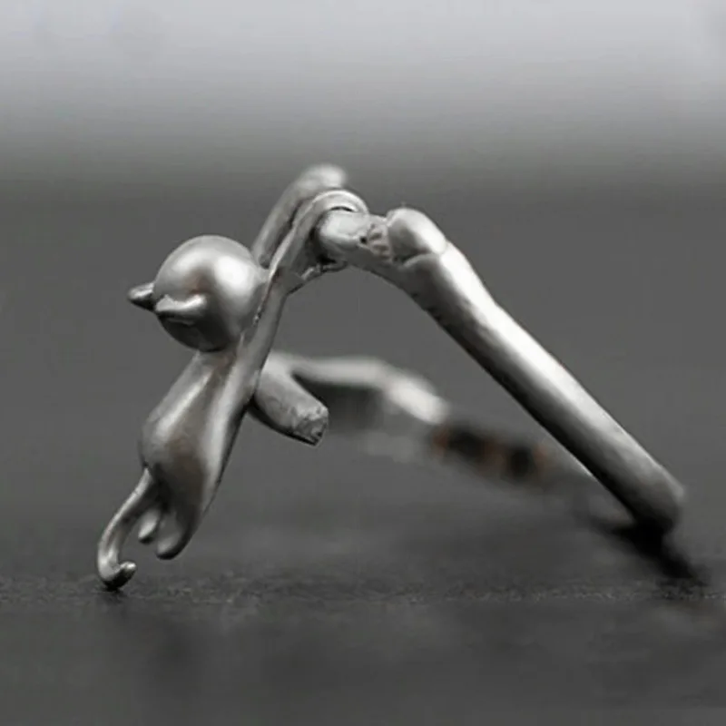 925 Sterling Silver Cat Branch Adjustable Rings For Women Wedding High Quality Jewelry Accessories Jewellery Argent 925