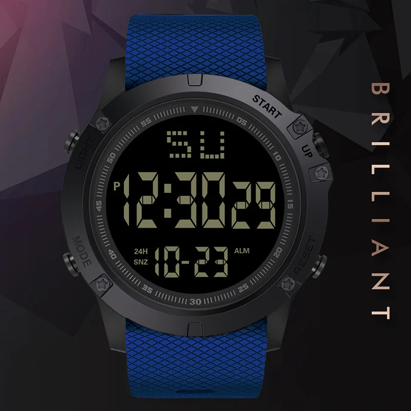 Men Sport Watch Multifunction Military Sports Watch Waterproof Luminous LED Digital Kids Watch Big Dial Student Electronic Watch