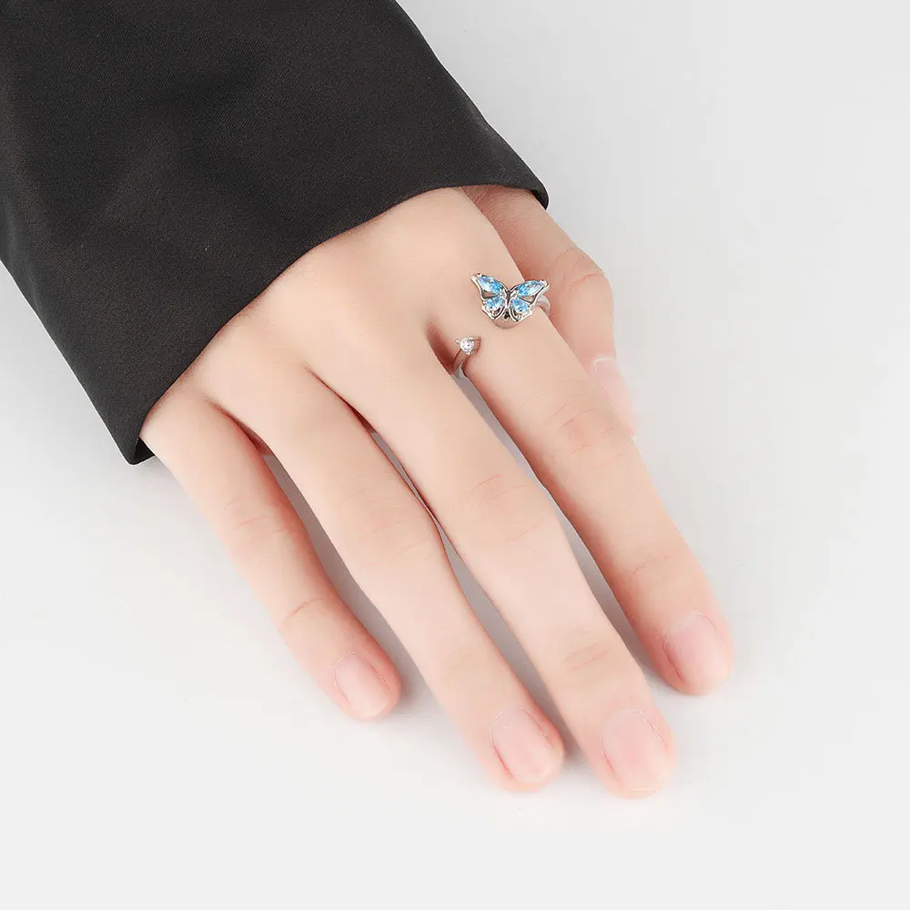 Sunflower Rotating Anxiety Ring For Women Spinner Fidgets Adjustable Open Rings Cute Animal Butterfly Turtle Bague Anti Stress