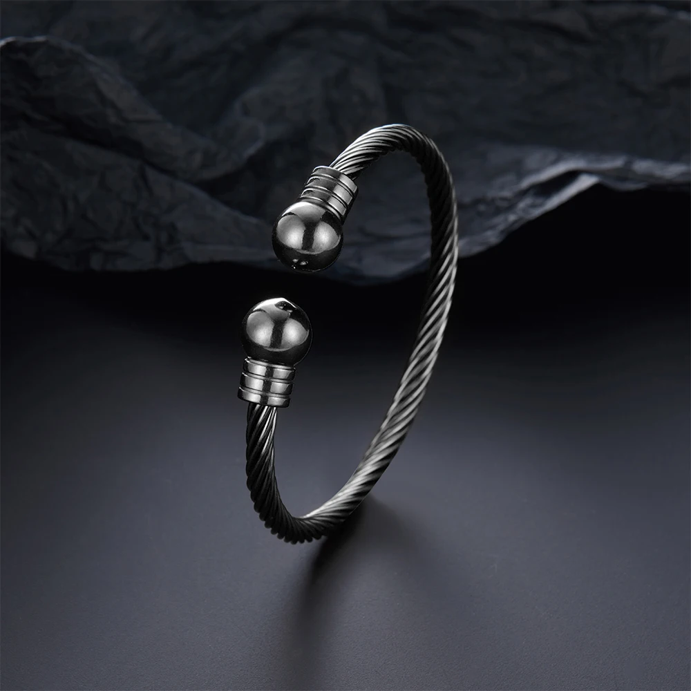 Luxury Stainless Steel Braided Open Men Women Charm Cuff BraceletGold Silvery Ball Jewelry Accessories Bracelets Bangles