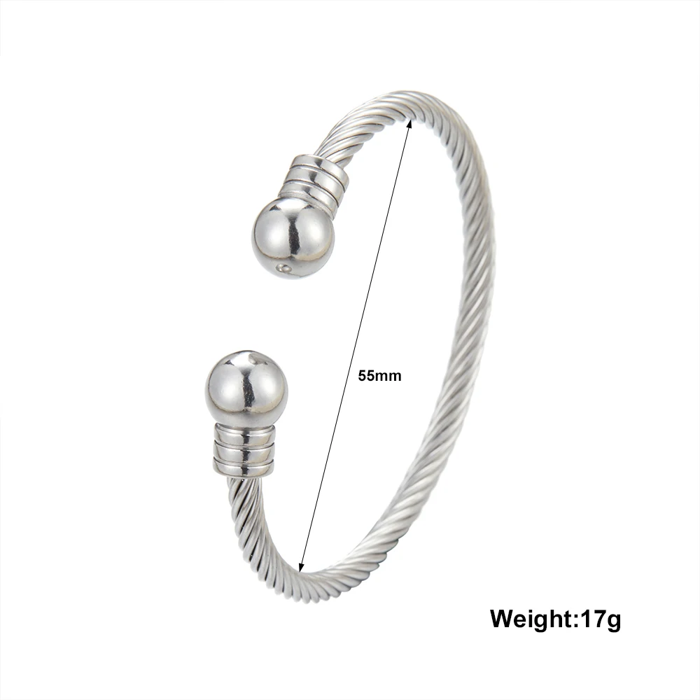 Luxury Stainless Steel Braided Open Men Women Charm Cuff BraceletGold Silvery Ball Jewelry Accessories Bracelets Bangles