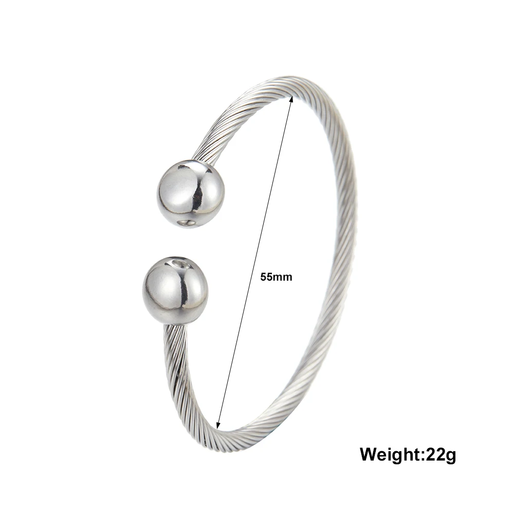 Luxury Stainless Steel Braided Open Men Women Charm Cuff BraceletGold Silvery Ball Jewelry Accessories Bracelets Bangles