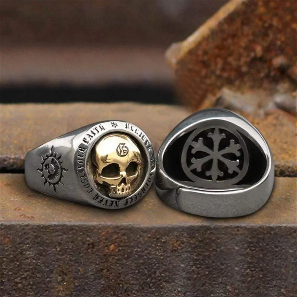 Classic Minimalist Vintage Skull Punk Rock Hip Hop Trend Men's Ring Boys Birthday Street Niche Party Birthday GiftBanquetJewelry