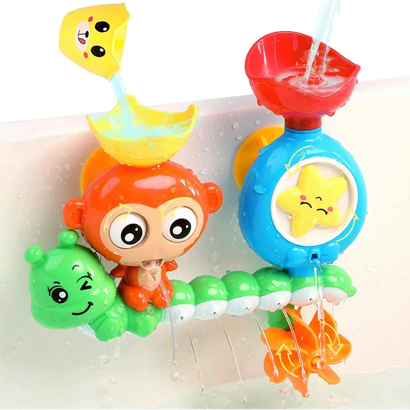 QWZ Baby Cartoon Monkey Classic Shower Bath Toy Animal Sprinkle Bathroom Swimming Bathing Shower Educational Toys For Kid Gift
