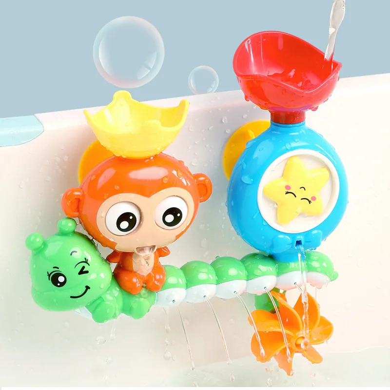 QWZ Baby Cartoon Monkey Classic Shower Bath Toy Animal Sprinkle Bathroom Swimming Bathing Shower Educational Toys For Kid Gift
