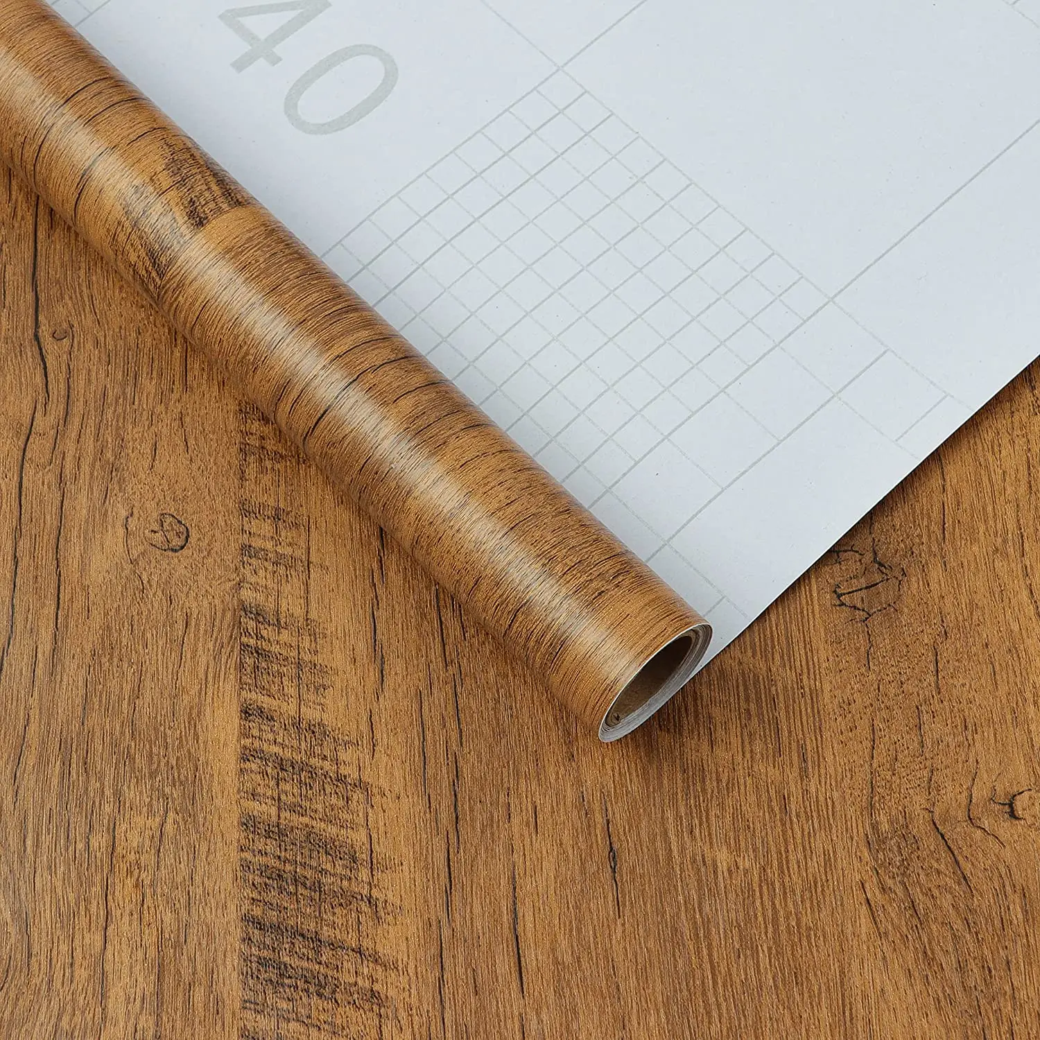 50cm Width Waterproof Self Adhesive Wood Grain Sticker Door Cabinet Desktop Modern Furniture Renovation Peel and Stick Wallpaper