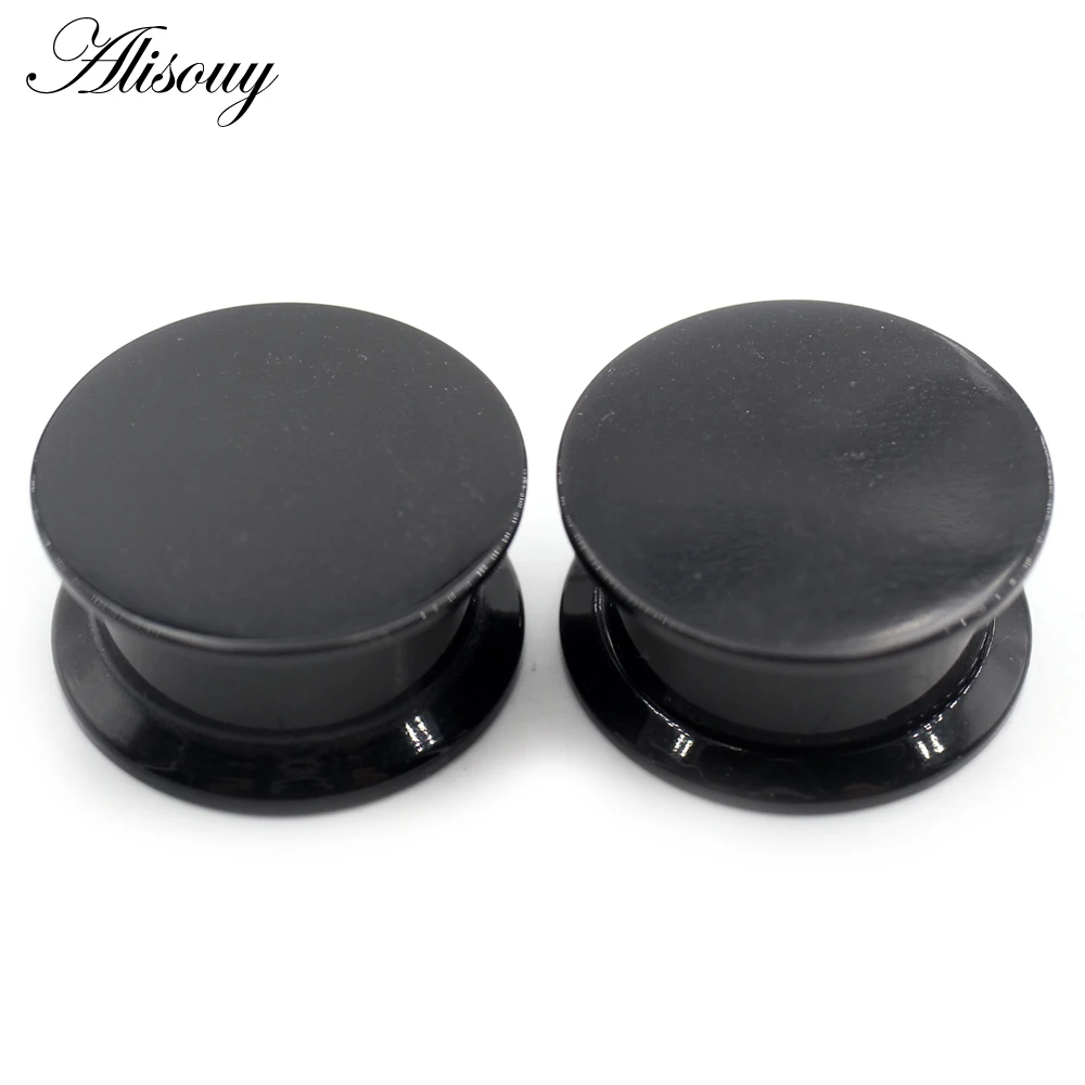 Alisouy 2PCS 3-24mm Black Acrylic Internal Thread Double Flared Ear Tunnel Plugs Expander Stretcher Gauges Piercing Body Jewelry