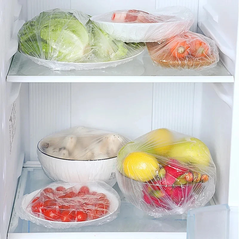 Disposable Colorful Cling Film Cover Food Grade Fresh-keeping Plastic Bag Dust Elastic Cover Kitchen Refrigerator Accessories