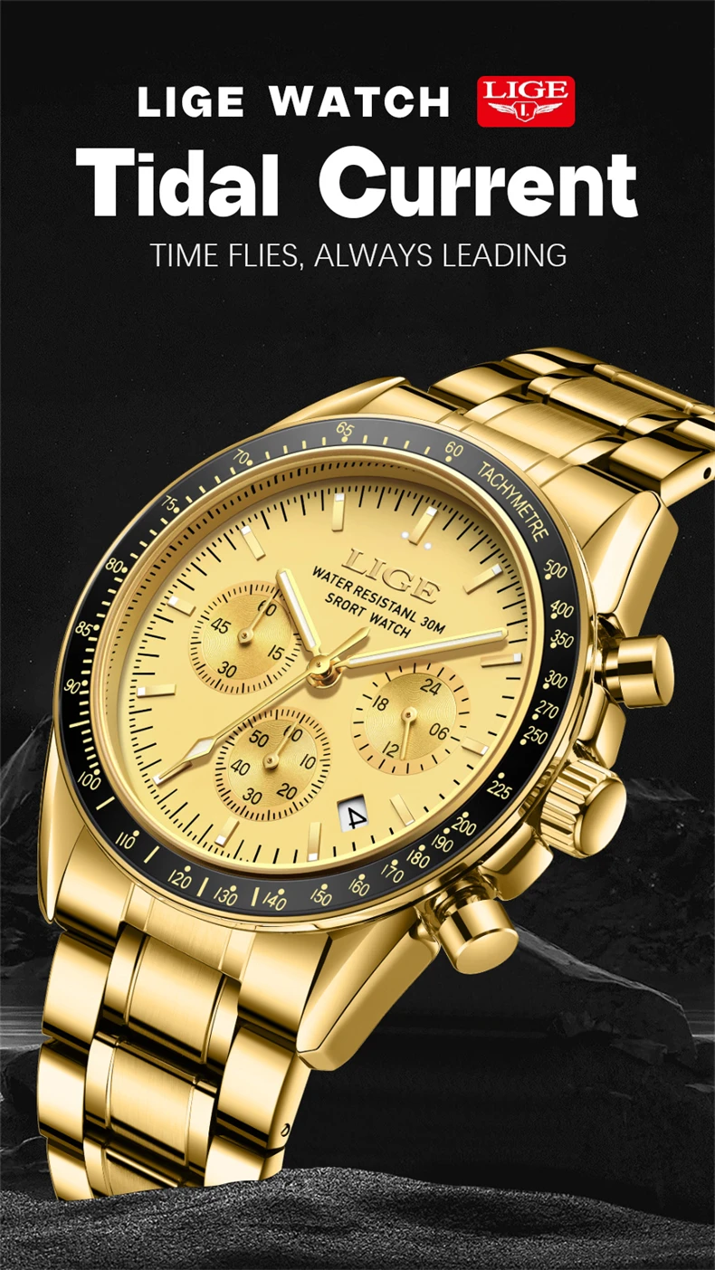 Reloj Hombre LIGE Luxury Business Men Watches Stainless Steel Quartz WristWatch Male Calendar Luminous Clock Relogio Masculino